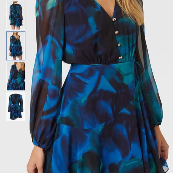 Ever New Tamara Abstract Print Long Sleeve Asymmetric Minidress, size 6 - Picture 2 of 14